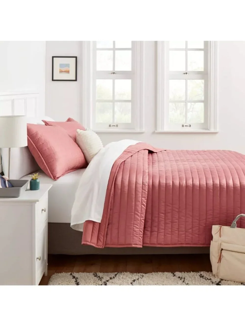 Room Essentials Twin or Twin XL Rose Pink Soft Fill Bed Quilt 66